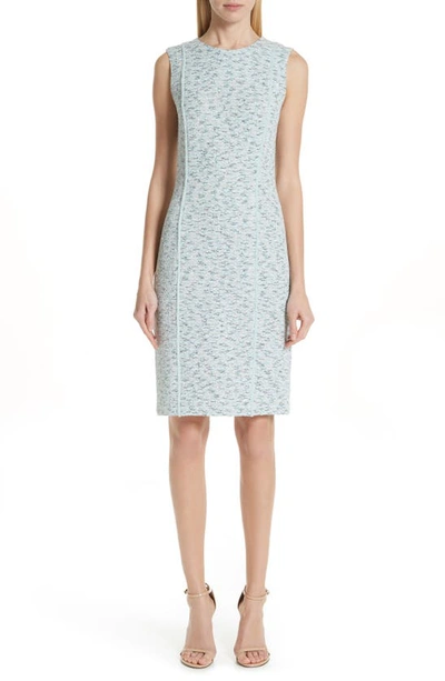 St John Alessandra Sleeveless Tweed Dress With Back Slit In Opal Multi