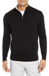 Peter Millar Crown Quarter Zip Sweater In Black