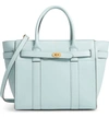 Mulberry Small Zip Bayswater Classic Leather Tote In Light Antique Blue