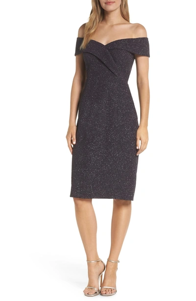 Eliza J Off The Shoulder Sheath Dress In Steel