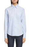 Acne Studios Face Patch Shirt In Light Blue/ Pink
