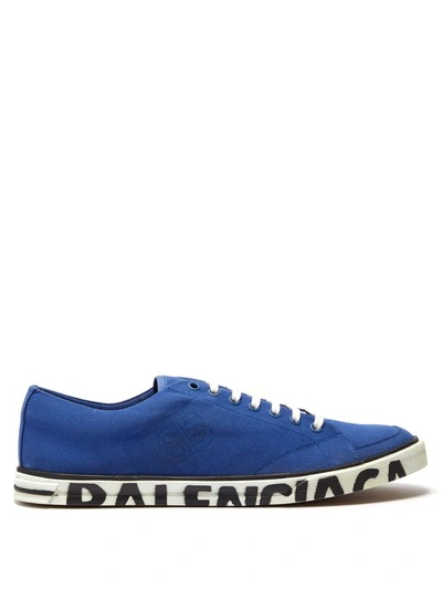 Balenciaga Match Logo-print Canvas Sneakers In Blue
