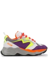 Msgm 50mm Attack Mesh & Suede Sneakers In Violet,yellow