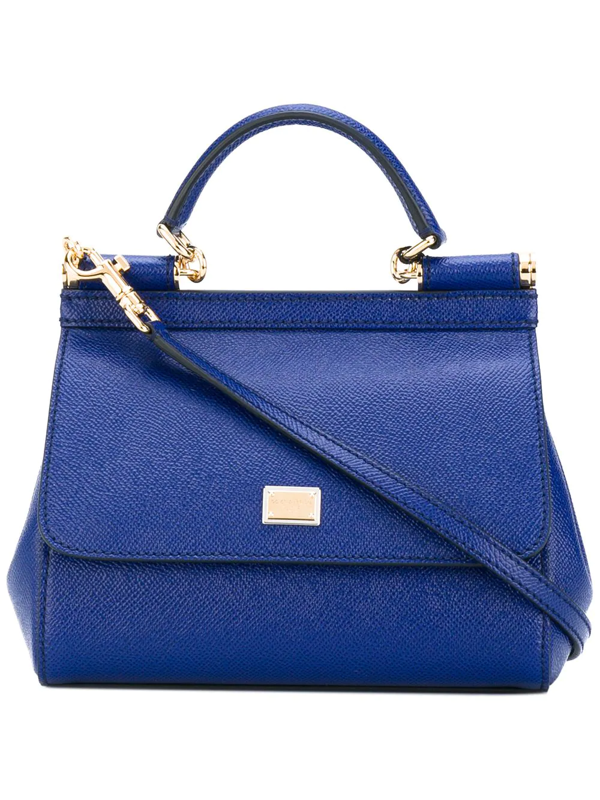 Dolce & Gabbana Medium Sicily Handbag In Dauphine Leather In Blue ...