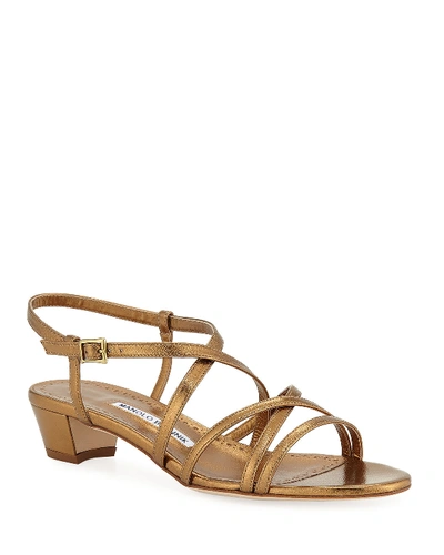 Manolo Blahnik Lupita Strappy Leather Sandals