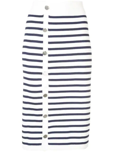 Altuzarra Enya Button-side Awning-stripe Midi Skirt In White