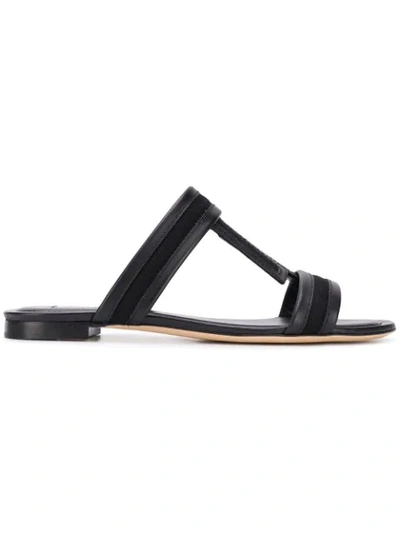 Tod's Double T Flat Sandals In Black