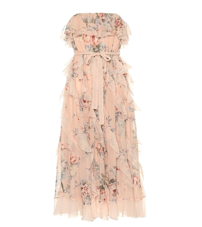 Zimmermann Bowie Waterfall Pink Silk Dress In Rose-pink