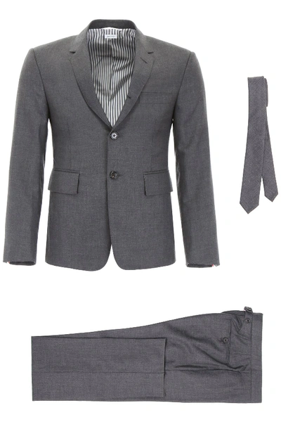 Thom Browne Wool Gabardine Suit In Dark Grey (grey)