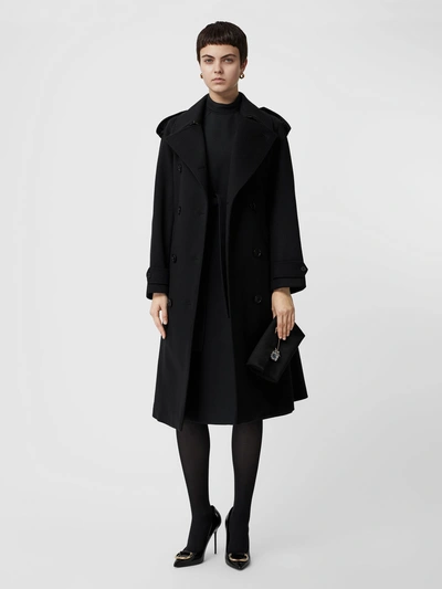 Burberry Wool Silk Belted Dress In Black