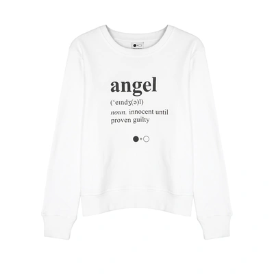 A Black & White Story Angel-print Cotton Sweatshirt In White And Black
