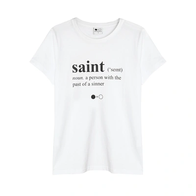A Black & White Story Saint-print Cotton T-shirt In White And Black