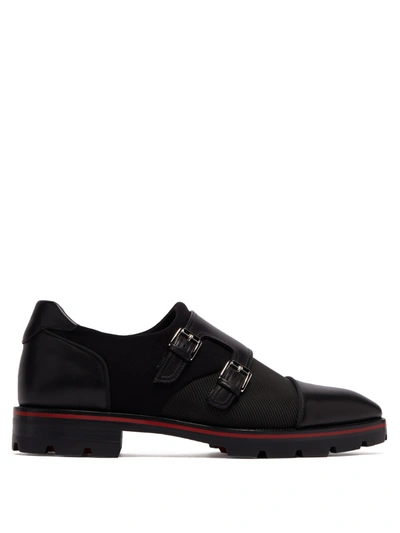 Christian Louboutin Mortisky Buckled Monk-strap Leather Shoes In Black