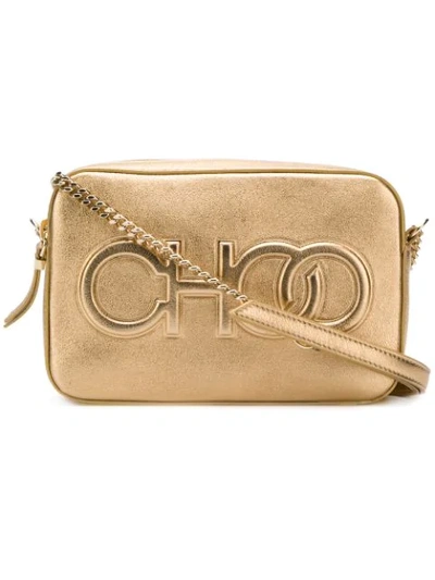 Jimmy Choo Balti Gold Metallic Nappa Embossed Choo Logo Mini