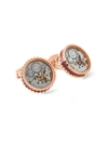 Tateossian Skeleton Gear Round Pink Goldplated Cuff Links In Rose Gold