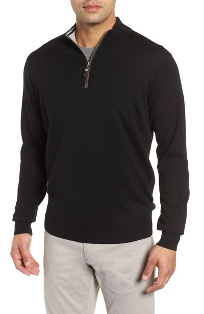 Peter Millar Crown Soft Wool Blend Quarter Zip Sweater In Black