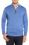 Peter Millar Crown Soft Wool Blend Quarter Zip Sweater In Plaza Blue