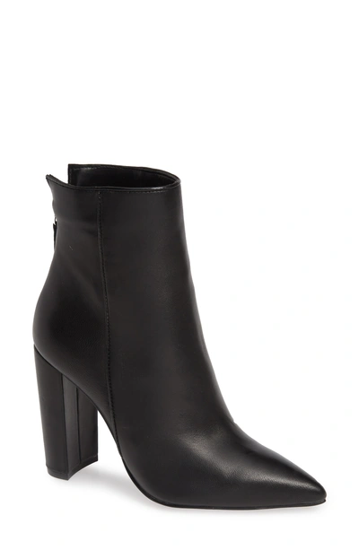 Steve Madden Trista Pointy Toe Bootie In Black Leather