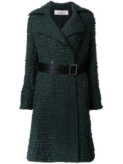 Nina Ricci Double-breasted Belted Coat In Green