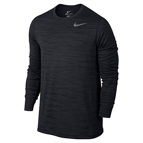 Nike New Men's Dri-fit Touch Long-sleeve Shirt In Black Pine/black/htr ...