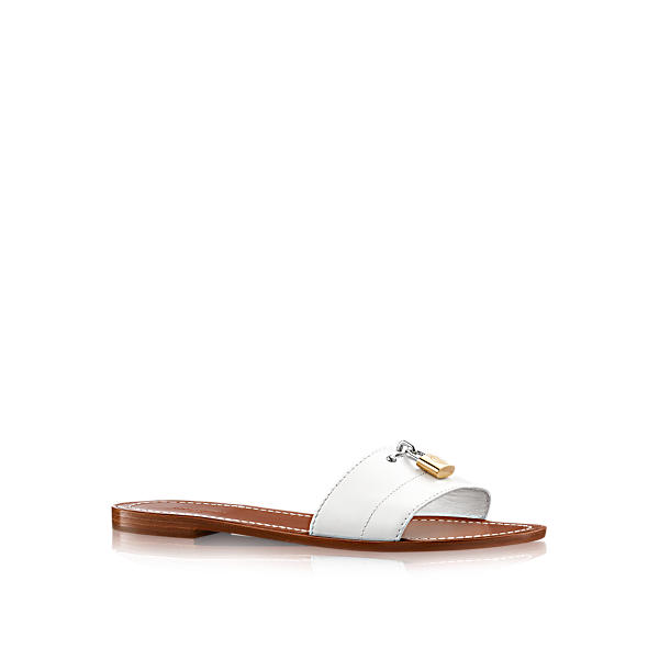 Louis Vuitton Lock It Flat Mule In White | ModeSens