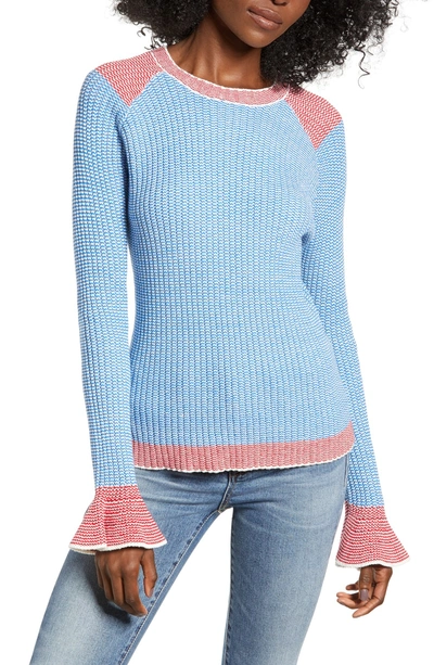 English Factory Two-tone Rib Sweater In Blue