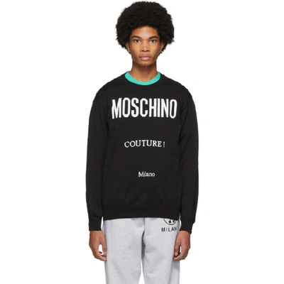 Moschino Couture! Wool Knit Jacquard Sweater In Black