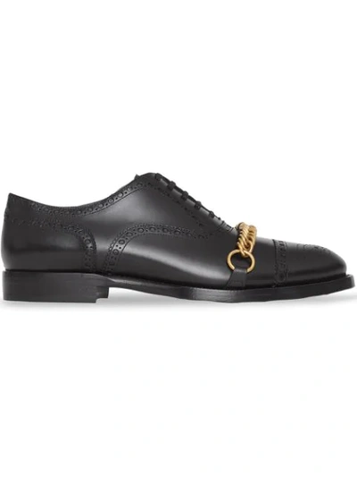 Burberry Black Lewis Lace Up Chain Detail Leather Brogues