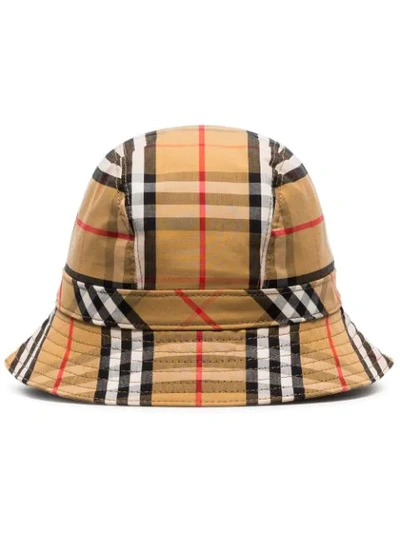 Burberry Multicoloured Vintage Check Cotton Bucket Hat In Yellow