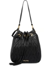 Miu Miu Matelassé Leather Bucket Bag In F0002 Black