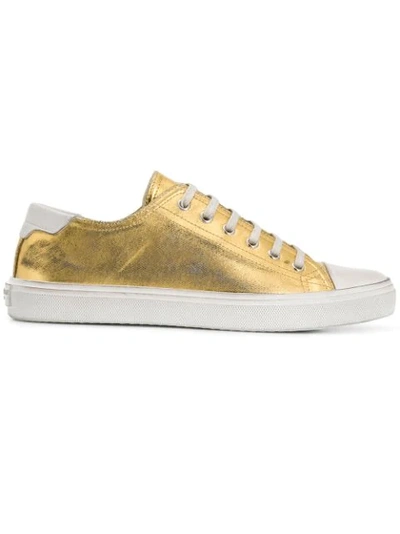 Saint Laurent 20mm Bedford Coated Canvas Sneakers In Gold