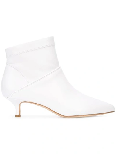 Tibi Jean Leather Sock Boots In White