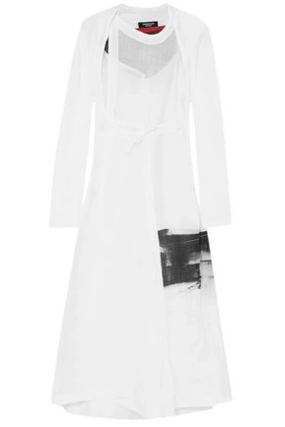 Calvin Klein 205w39nyc Woman + Andy Warhol Foundation Layered Printed Voile Midi Wrap Dress White