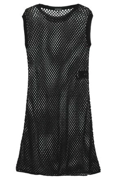 Ann Demeulemeester Woman Open-knit Cotton Mini Dress Black
