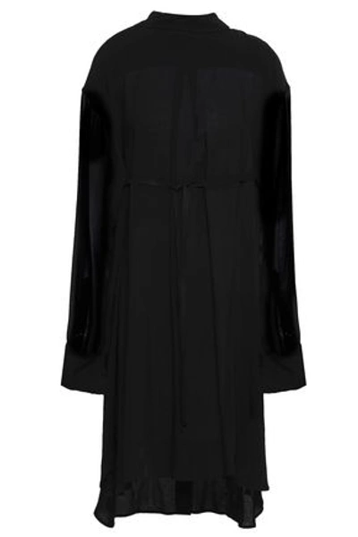 Ann Demeulemeester Woman Lace-up Georgette Mini Dress Black