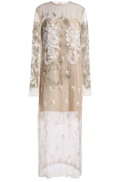 Stella Mccartney Embellished Tulle Gown In Sand