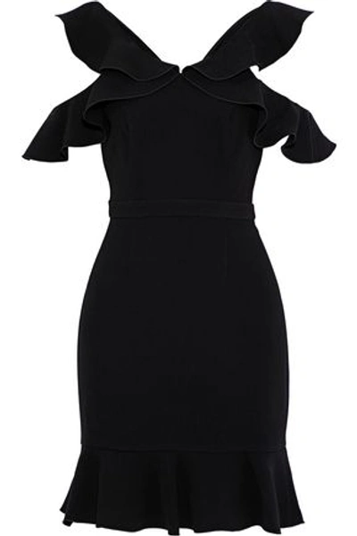 Rachel Zoe Delia Cold-shoulder Ruffled Crepe Mini Dress In Black