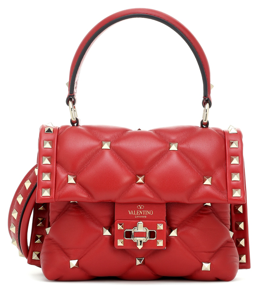 Valentino Candystud Mini Leather Shoulder Bag In Red | ModeSens