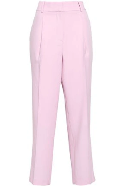 Bottega Veneta Cropped Pleated Wool Tapered Pants In Baby Pink