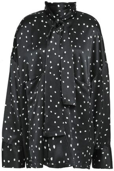 Ann Demeulemeester Woman Oversized Polka-dot Silk Blouse Black