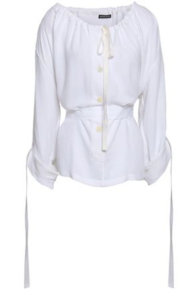Ann Demeulemeester Gathered Crepe Blouse In White