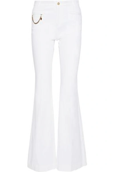 Stella Mccartney Woman Chain-embellished High-rise Flared Jeans White