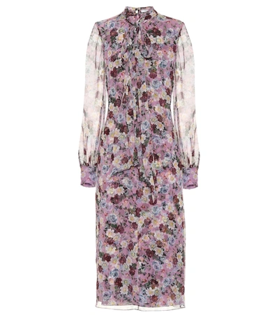 Erdem Danielle Floral-printed Silk Dress In Pink