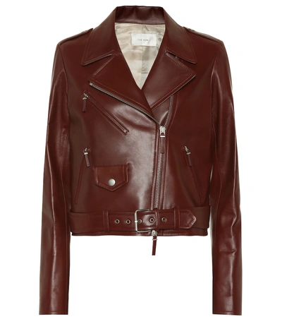 The Row Leather Jacket In Brown