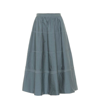 Bottega Veneta Panelled Cotton And Silk-blend Skirt In Tweedia Blue