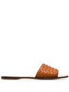 Bottega Veneta Brown Ravello Intrecciato Leather Sandals In 7601  Brown