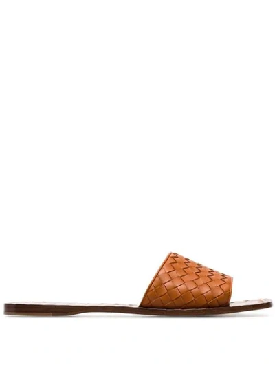 Bottega Veneta Brown Ravello Intrecciato Leather Sandals In 7601  Brown