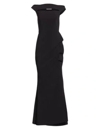 La Petite Robe Di Chiara Boni Melania Off-the-shoulder Gown In Black