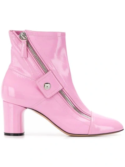 Casadei Pink Patent Leather Ankle Boots In Rose-pink