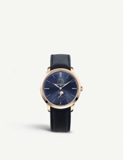 Girard-perregaux 49556-52-1832bb4a 1966 Rose-gold And Leather Manual Watch In Black/blue